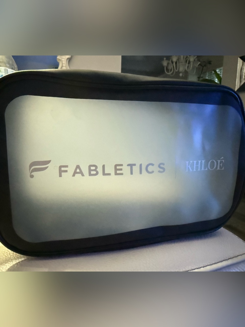 Fabletics Gray and Black Khloé Logo Pouch
